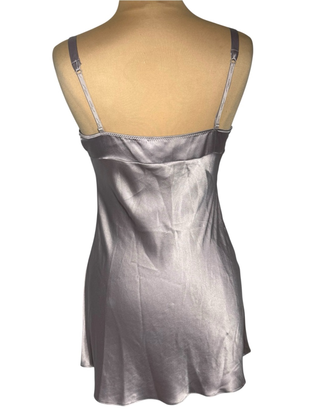Vintage Victoria’s Secret Angels Satin Slip Dress Robe Set Smoky Pewter Lavender - Picture 5 of 14